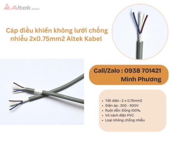 Cáp điều khiển không lưới chống nhiễu 2x0.75mm2 Altek Kabel Đà Nẵng, Bình Định, Nghệ An Cáp điều khiển không lưới chống nhiễu 2x0.75mm2 Altek Kabel Đà Nẵng, Bình Định, Nghệ An