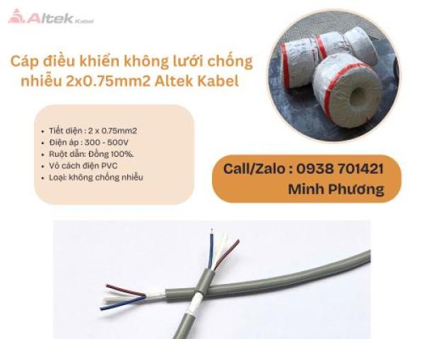 Cáp điều khiển không lưới chống nhiễu 2x0.75mm2 Altek Kabel Đà Nẵng, Bình Định, Nghệ An Cáp điều khiển không lưới chống nhiễu 2x0.75mm2 Altek Kabel Đà Nẵng, Bình Định, Nghệ An
