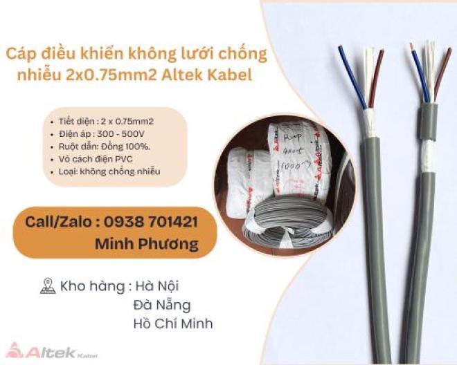 Cáp điều khiển không lưới chống nhiễu 2x0.75mm2 Altek Kabel Đà Nẵng, Bình Định, Nghệ An Cáp điều khiển không lưới chống nhiễu 2x0.75mm2 Altek Kabel Đà Nẵng, Bình Định, Nghệ An