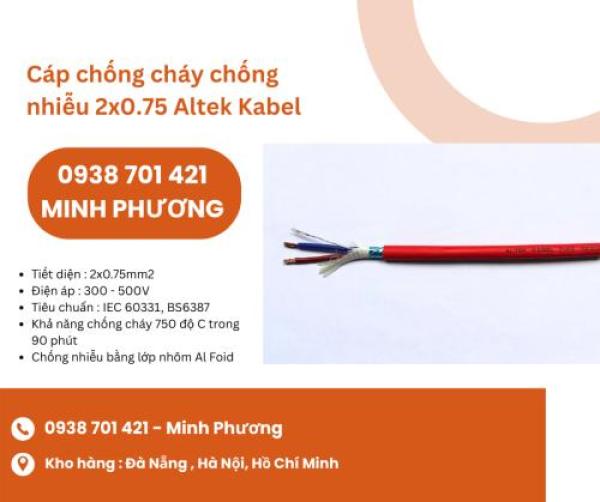 Cáp điện chống cháy chống nhiễu 2x0.75 Altek Kabel sẵn kho Đà Nẵng, Hà Nội, Hồ Chí Minh