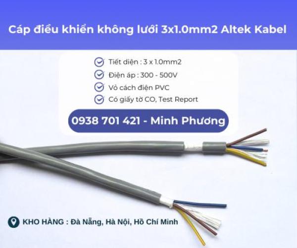 Cáp điều khiển không lưới 3x1.0mm2 Altek Kabel Phú Yên, Thanh Hóa, Gia Lai