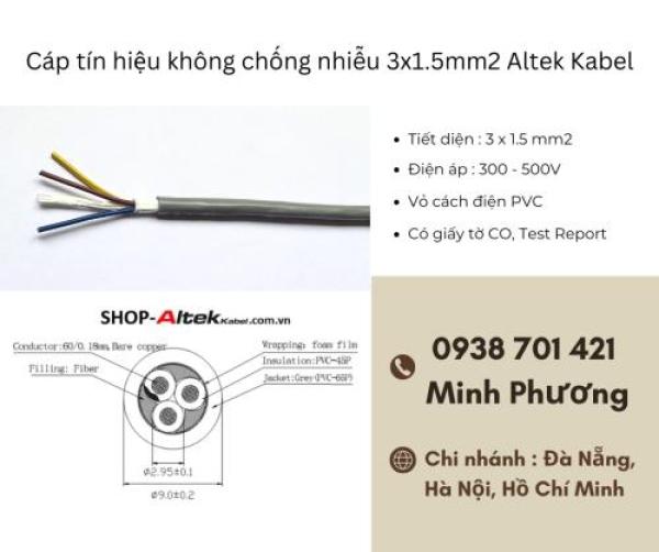 Cáp tín hiệu không chống nhiễu 3x1.5mm2 Altek Kabel chính hãng – giá tốt Đà Nẵng