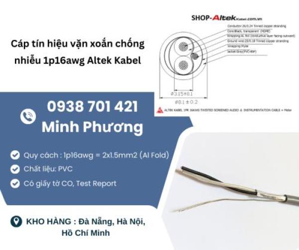 Cáp tín hiệu vặn xoắn chống nhiễu 1p16awg Altek Kabel giao ngay - Đà Nẵng, Huế