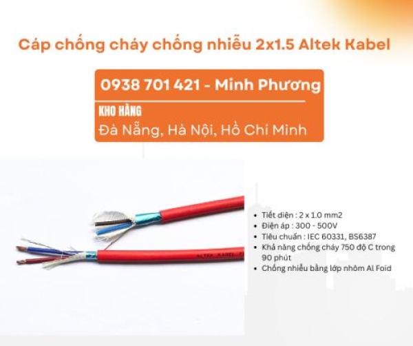 Cáp chống cháy chống nhiễu 2x1.5 Altek Kabel Bình Định, Phú Yên, Khánh Hòa