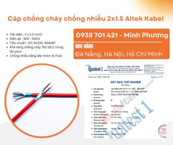 Cáp chống cháy chống nhiễu 2x1.5 Altek Kabel Bình Định, Phú Yên, Khánh Hòa