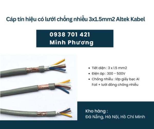Cáp tín hiệu có lưới chống nhiễu 3x1.5mm2 chính hãng Altek Kabel hỗ trợ giao toàn quốc Cáp tín hiệu có lưới chống nhiễu 3x1.5mm2 chính hãng Altek Kabel hỗ trợ giao toàn quốc