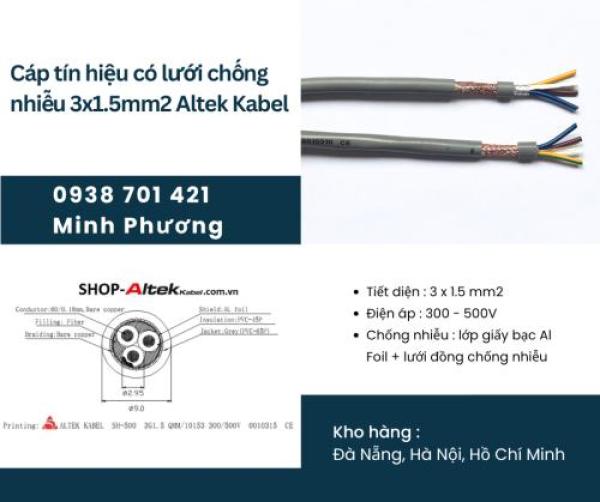 Cáp tín hiệu có lưới chống nhiễu 3x1.5mm2 chính hãng Altek Kabel hỗ trợ giao toàn quốc Cáp tín hiệu có lưới chống nhiễu 3x1.5mm2 chính hãng Altek Kabel hỗ trợ giao toàn quốc