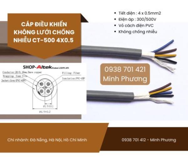 Cáp điều khiển không lưới chống nhiễu CT-500 4x0.5 Huế, Quảng Nam, Khánh Hòa