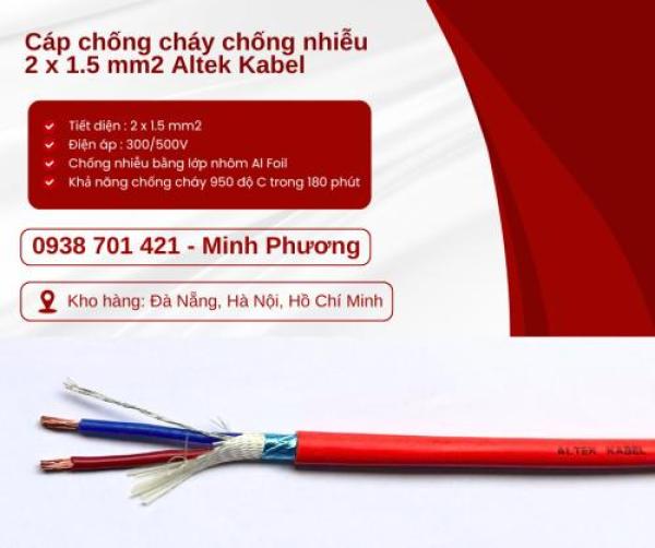 Dây cáp điện chống cháy chống nhiễu 2x1.5mm2 sẵn kho Đà Nẵng, Hà Nội, Hồ Chí Minh