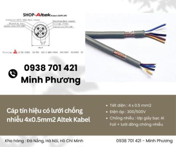 Cáp tín hiệu có lưới chống nhiễu 4x0.5mm2 Altek Kabel chính hãng, giao ngay