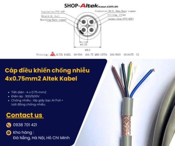 Cáp điều khiển chống nhiễu 4x0.75mm2 giao ngay Đà Nẵng, Quảng Nam, Quảng Ngãi