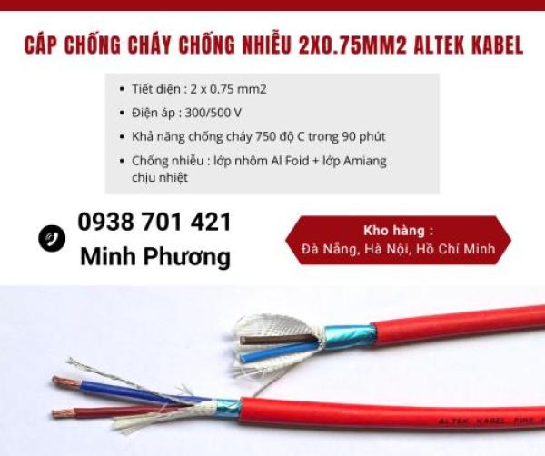 Cáp chống cháy chống nhiễu 2x0.75mm2 Altek Kabel Thanh Hóa, Nghệ An, Hà Tĩnh
