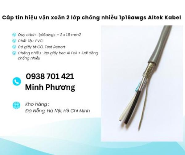 Cáp tín hiệu vặn xoắn 2 lớp chống nhiễu 1p16awgs Altek Kabel Đà Nẵng, Bình Định, Phú Yên
