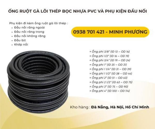 Ống ruột gà lõi thép bọc nhựa PVC và phụ kiện đầu nối Lâm Đồng, Đắk Lắk, Bình Định