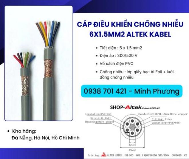 Cáp điều khiển có lớp chống nhiễu 6x1.5mm2 Altek Kabel Phú Yên, Gia Lai, Huế
