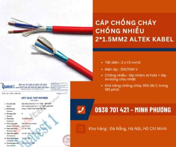 Cáp chống cháy chống nhiễu 2x1.5mm2 Altek Kabel giao ngay Hà Nội, Nam Định