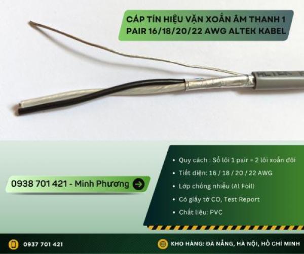 Cáp tín hiệu vặn xoắn âm thanh 1 pair 16/18/20/22 AWG phân phối Đà Nẵng, Huế