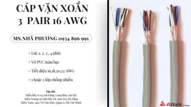 Cáp Vặn Xoắn 3 Pair 16 Awg Đà Nẵng, Huế, Quảng Trị