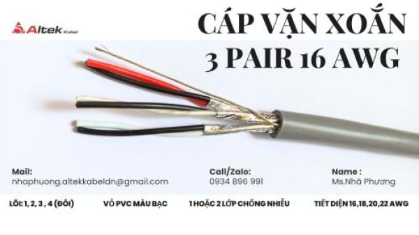 Cáp Vặn Xoắn 3 Pair 16 Awg Đà Nẵng, Huế, Quảng Trị