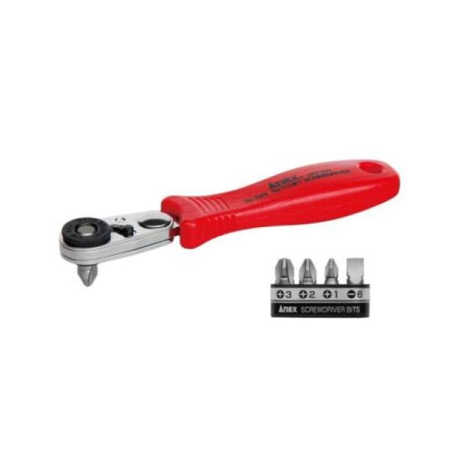 Bộ tay vặn và 5 mũi vít dùng trong góc hẹp ANEX No.525-5B Bộ tay vặn và 5 mũi vít dùng trong góc hẹp ANEX No.525-5B