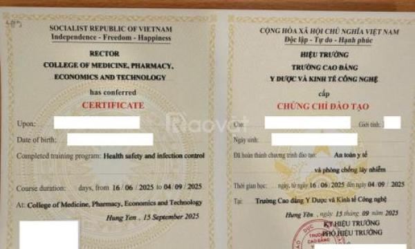 Khóa tiêm truyền ngắn hạn – học xong có chứng chỉ